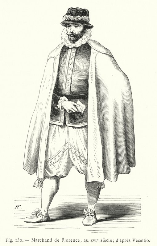 Comerciante de Florença, século XVI; depois de Vecellio (gravura) de French School
