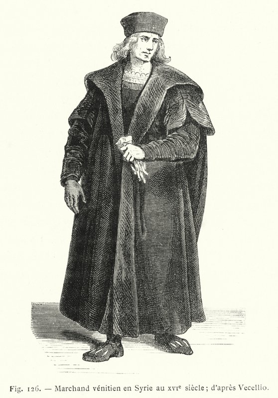 Comerciante veneziano na Síria no século XVI; depois de Vecellio (gravura) de French School