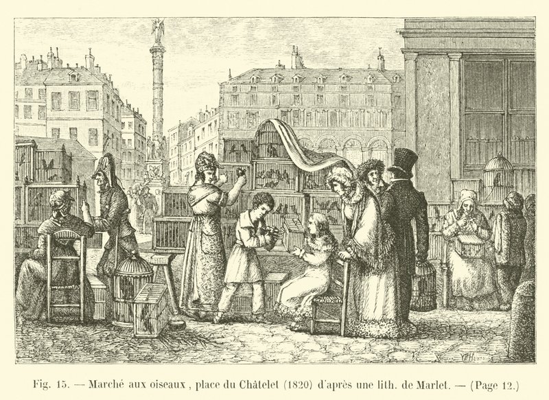 Passarela, Place du Chatelet, 1820, dapres uma lenda de Marlet de French School