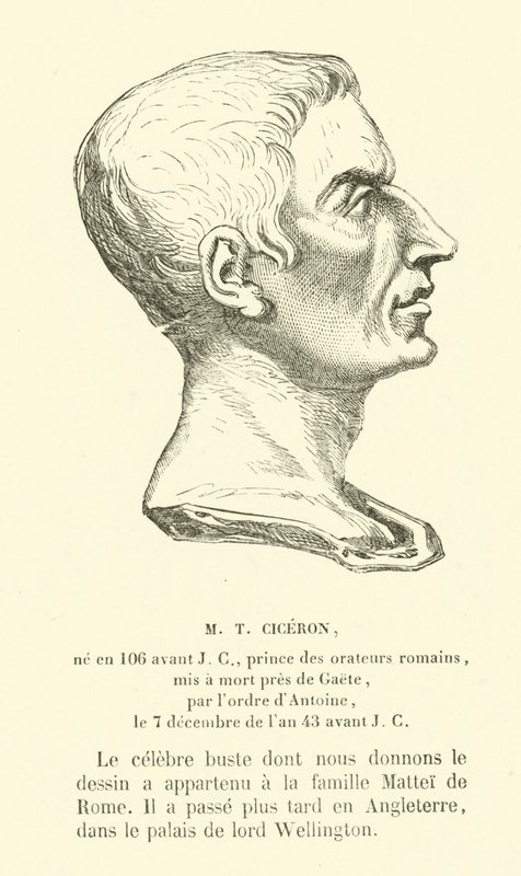 Marcus Tullius Cicero, político romano, orador e filósofo (gravura) de French School