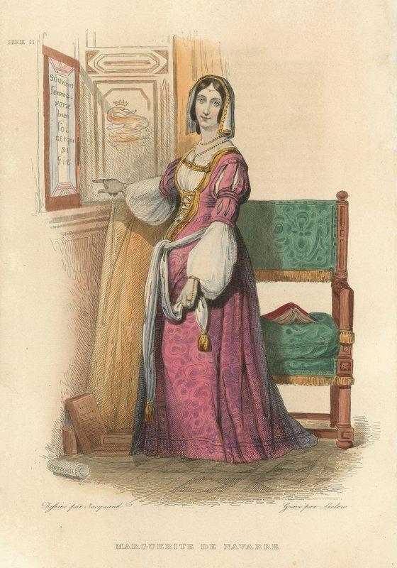 Marguerite de Navarra (gravura a cores) de French School
