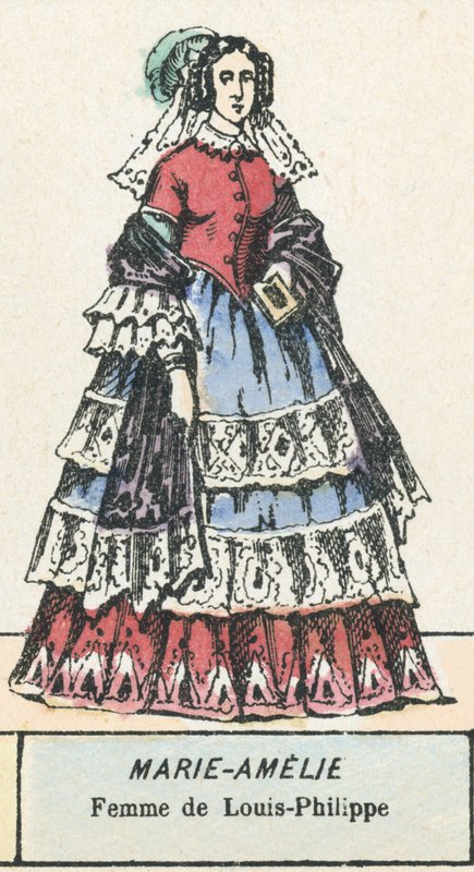 Marie-Amelie, Mulher de Louis-Philippe (gravura a cores) de French School