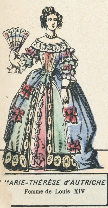 Marie-Therese da Áustria, Esposa de Luís XIV (gravura a cores) de French School