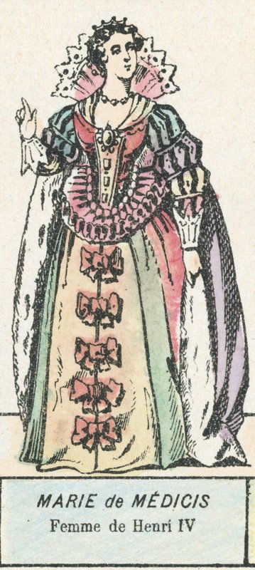Marie de Medicis, Esposa de Henrique IV (gravura a cores) de French School