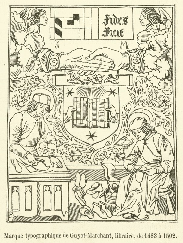 Marca tipográfica de Guyot-Marchant, livreiro, de 1483 a 1502 (gravura) de French School
