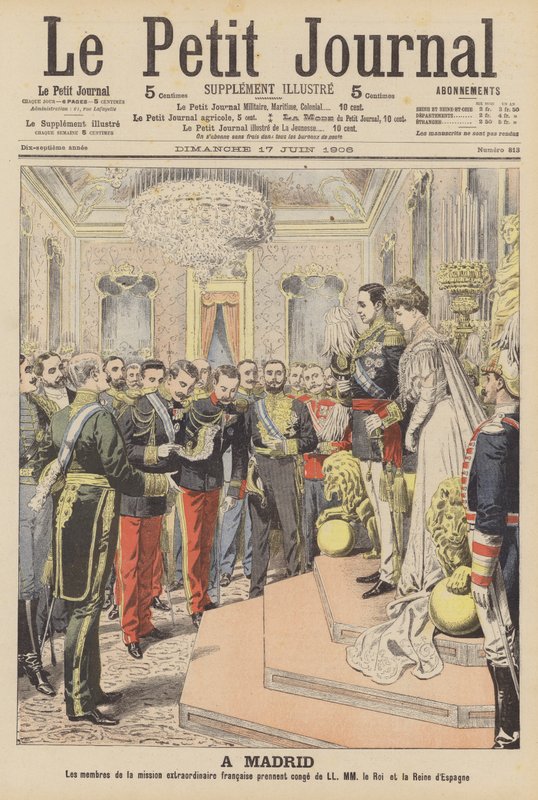 Casamento do Rei Alfonso XIII de Espanha e Victoria Eugenie de Battenberg (cor litho) de French School