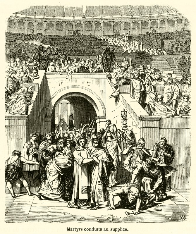 Os mártires levaram à tortura (gravura) de French School