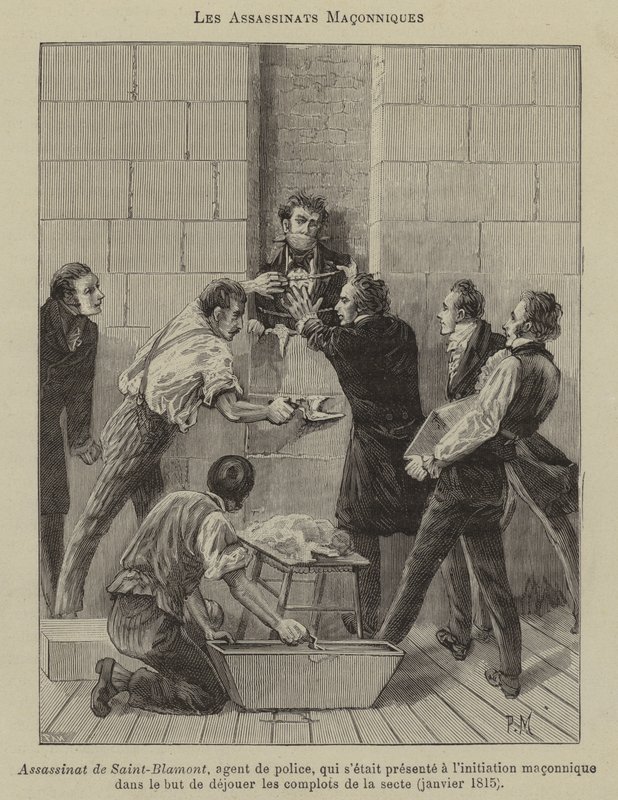 Assassinatos maçónicos (gravura) de French School