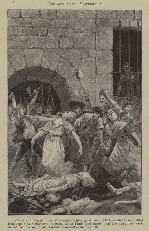 Assassinatos maçónicos (gravura) de French School