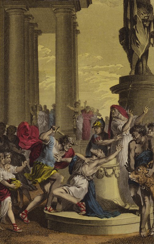 Mattathias a matar um judeu que se sacrificou aos ídolos (gravura) de French School