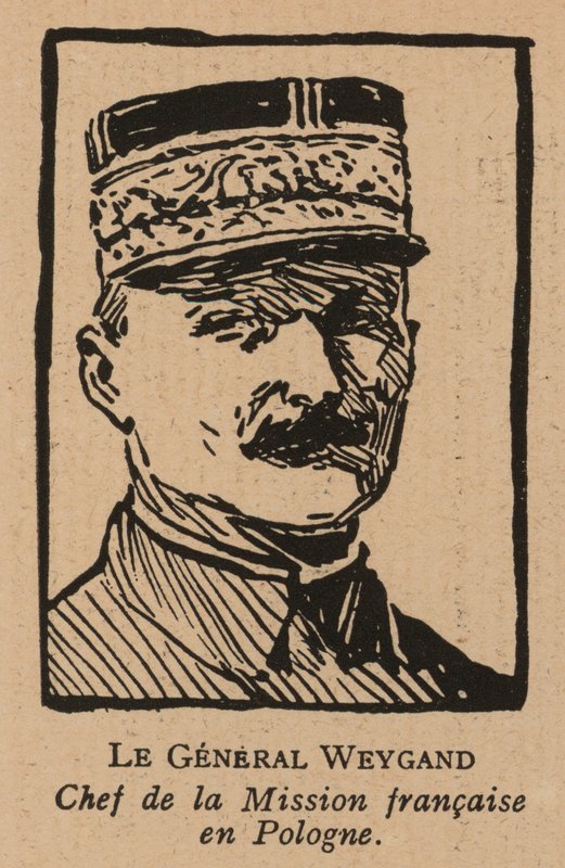 Maxime Weygand, general francês e membro da Missão Inter-aliada enviada para apoiar a Segunda República Polaca durante a Guerra Polaco-Soviética em 1920 (litografia) de French School