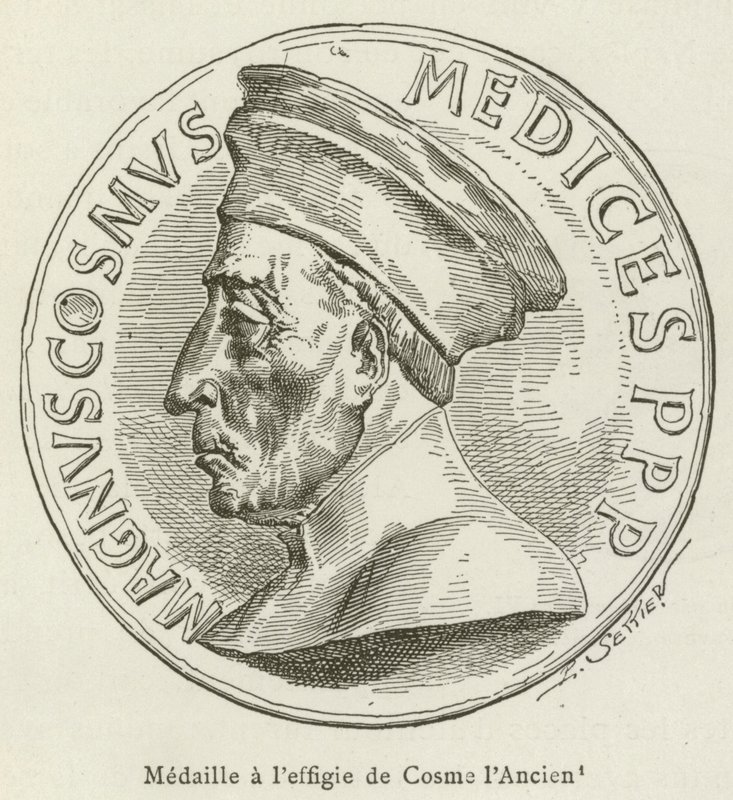 Medalha com a efígie de Cosmo, o Ancião (gravura) de French School