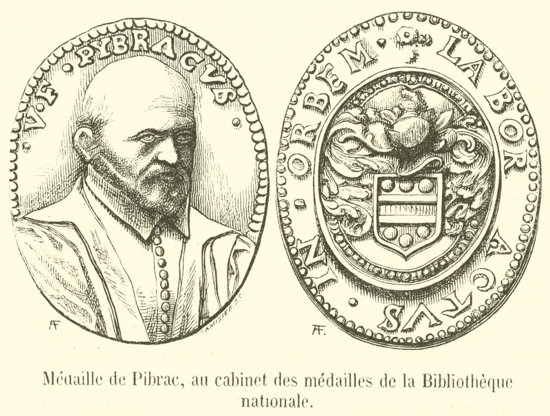 Medalha de Pibrac, no armário de medalhas da Bibliotheque nationale (gravura) de French School