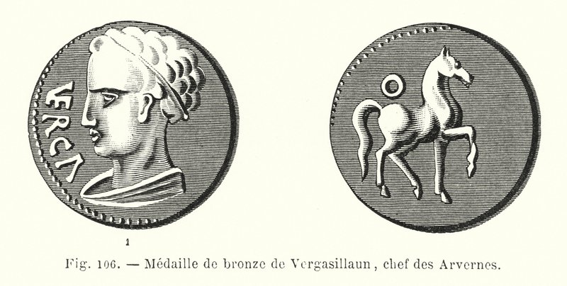 Medalha de Bronze de Vergasillaun, chefe dos Arvernes (gravura) de French School