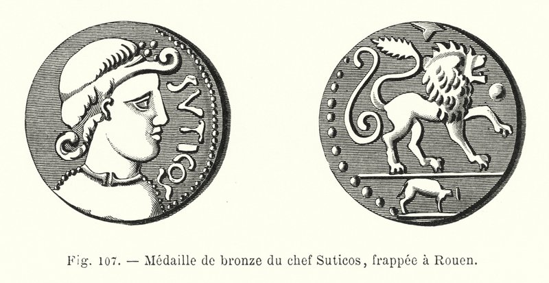 Medalha de Bronze do chefe dos Suticos, batida em Rouen (gravura) de French School