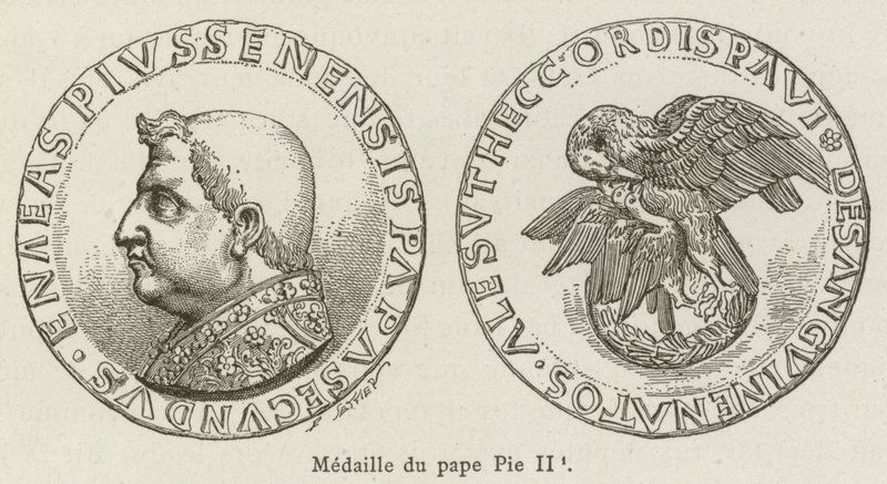 Medalha do Papa Pio II (gravura) de French School