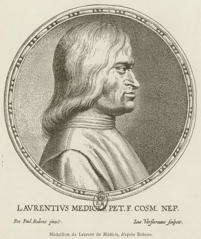 Medalhão de Lorenzo de Medici (gravura) de French School