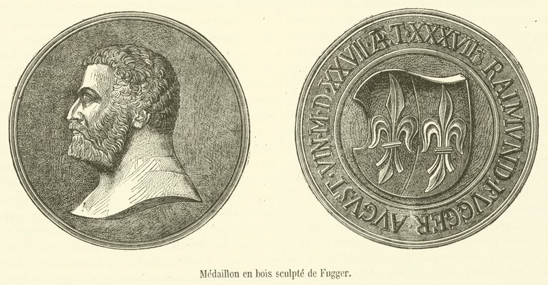 Medalha de madeira talhada de Fugger (gravura) de French School