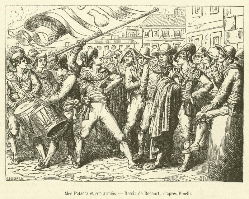 Meo Patacca e seu exército (gravura) de French School