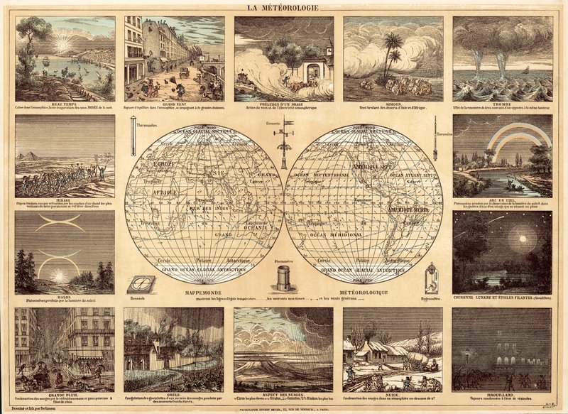 Meteorologia (litografia a cores) de French School