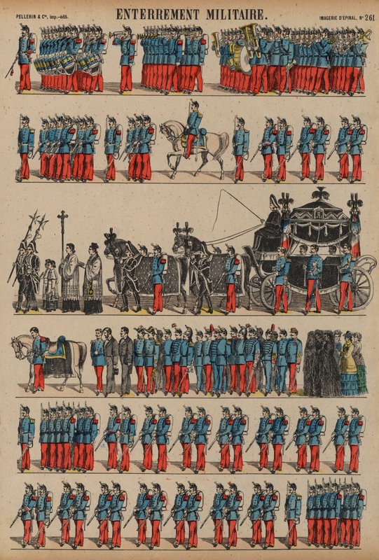Funeral militar (gravura colorida) de French School