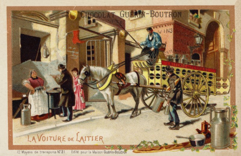 Carrinha do leiteiro (chromolitho) de French School