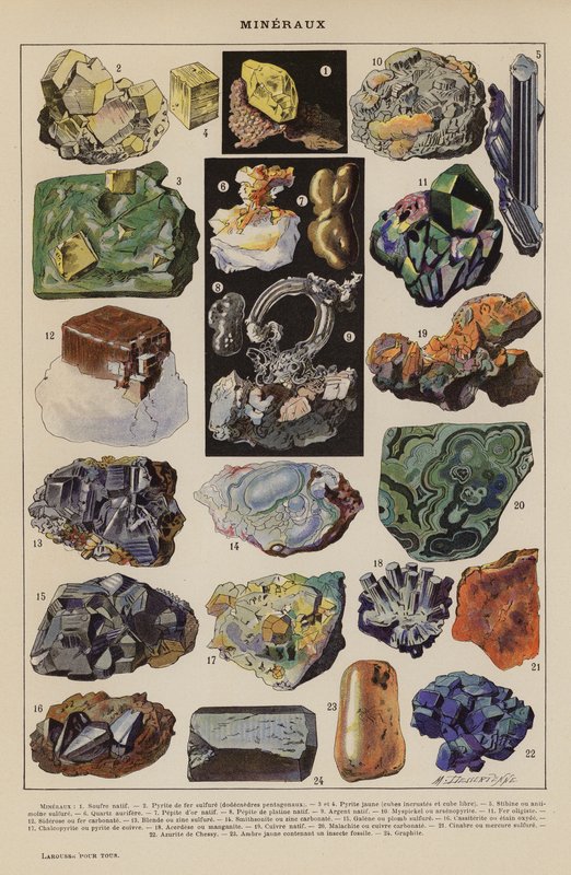 Minerais (litografia a cores) de French School