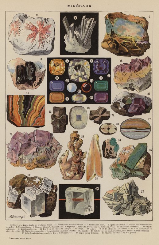 Minerais (litografia a cores) de French School