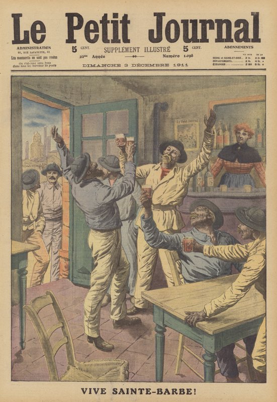 Mineiros brindando a Santa Bárbara, sua padroeira (cor litho) de French School