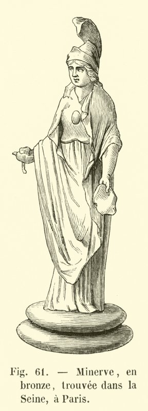Minerva, em bronze, encontrada no Sena, Paris (gravura) de French School
