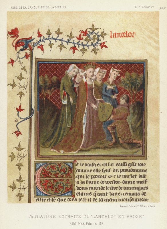 Miniatura de Lancelot En Prose (cor litho) de French School
