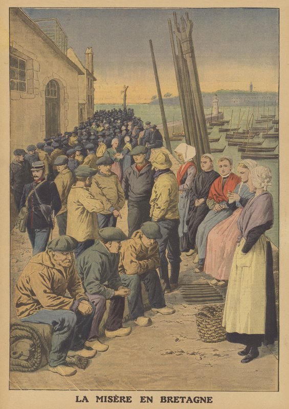 Miséria na Bretanha (cor litho) de French School