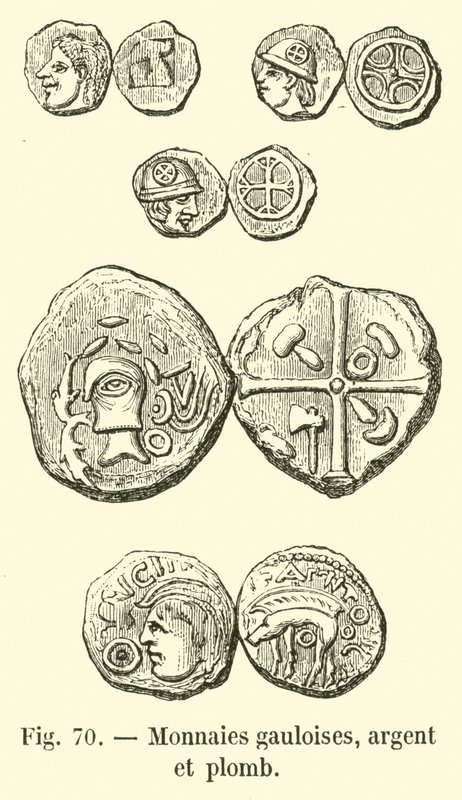 Moedas gaulesas, prata e chumbo de French School