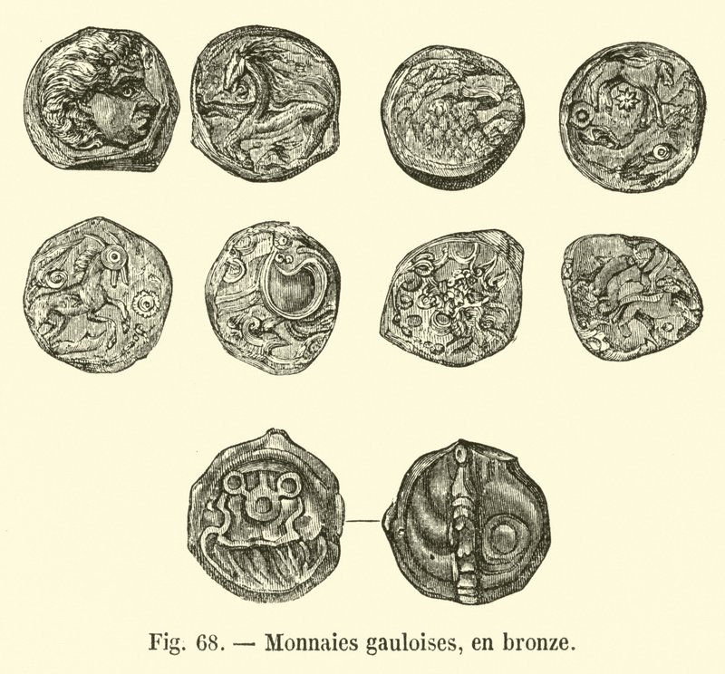 Moedas gálicas, bronze (gravura) de French School