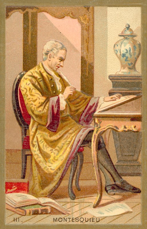 Montesqieu, filósofo e escritor político francês (chromolitho) de French School