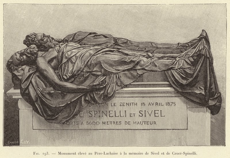 Monumento erguido em Pere-Lachaise em memória de Sivel e Croce-Spinelli (gravura) de French School