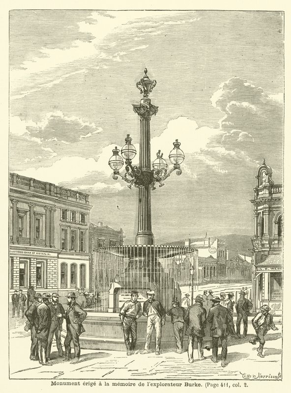 Monumento ao explorador Burke (gravura) de French School