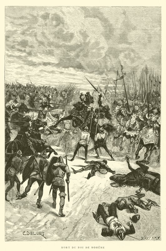 Morte do Rei da Boémia (gravura) de French School