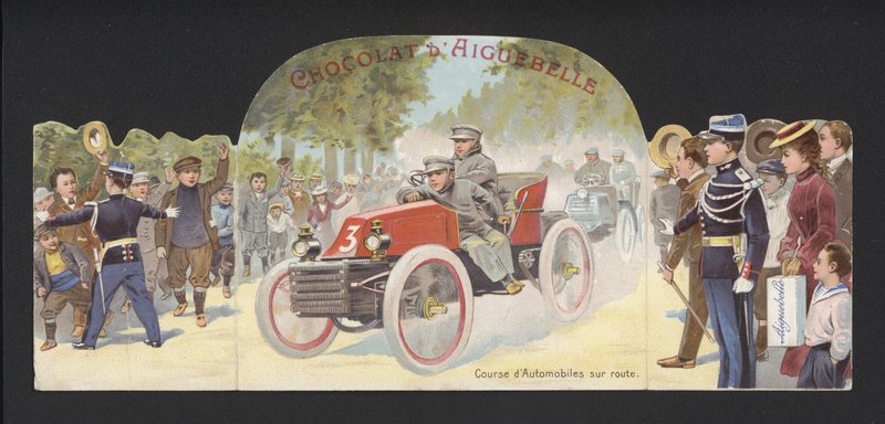 Corrida motorizada em estrada aberta (chromolitho) de French School