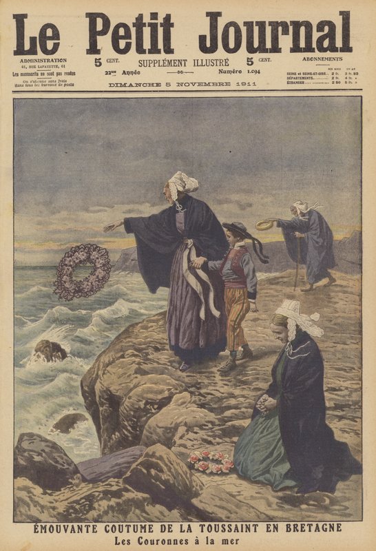 Tradição móvel no Dia de Todos os Santos na Bretanha (cor litho) de French School