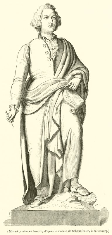 Mozart, estátua de bronze (gravura) de French School