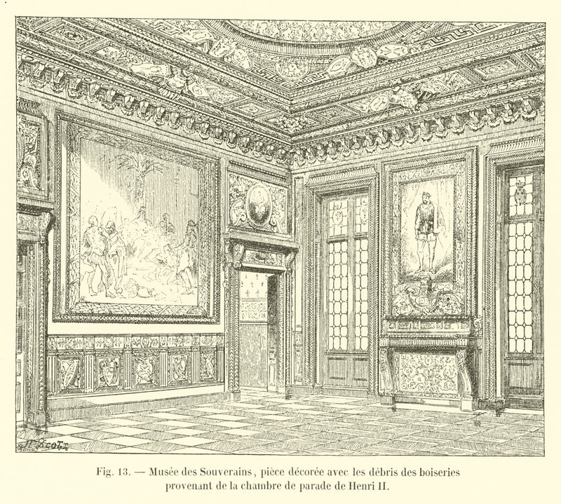 Museu dos Soberanos, peça decorada com o entulho de madeira da câmara do desfile de Henrique II de French School