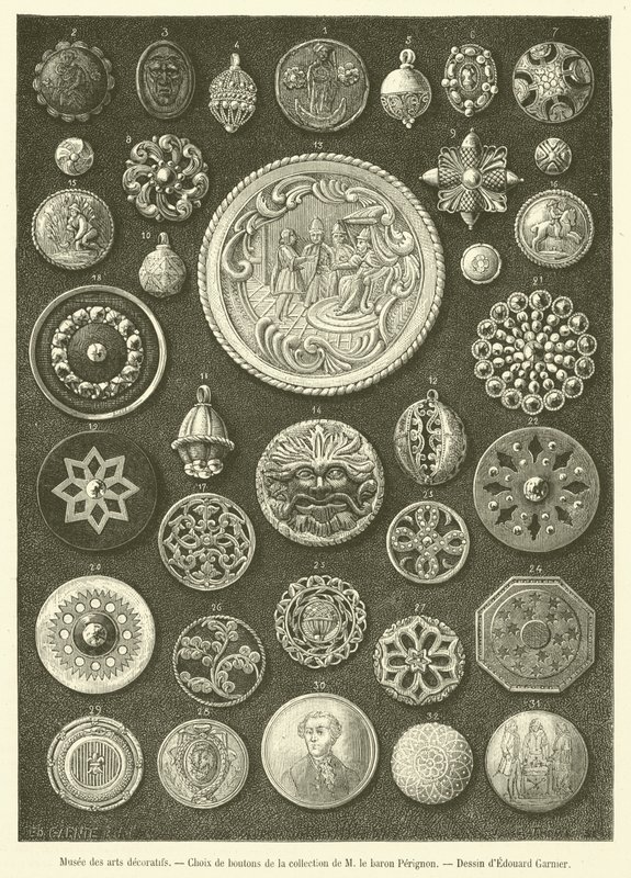 Musee des arts decoratifs, Escolha de botões (gravura) de French School