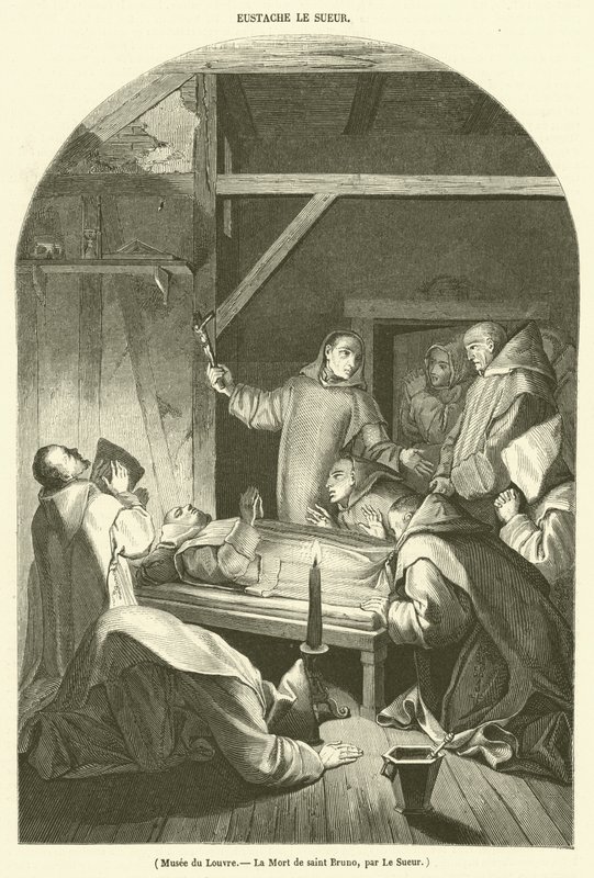 Musee du Louvre, A Morte de São Bruno (gravura) de French School