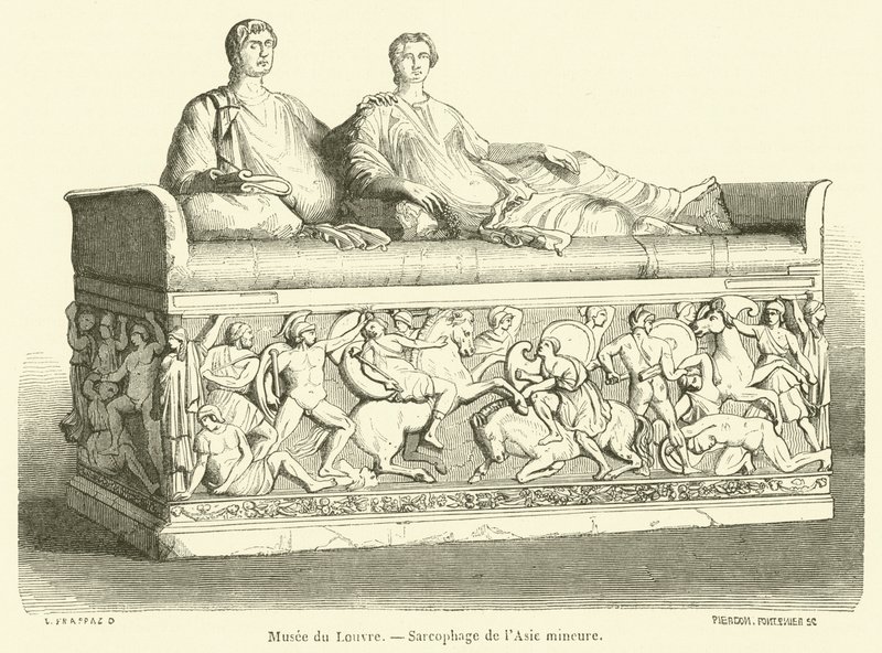 Musee du Louvre, sarcófago da Ásia Menor (gravura) de French School