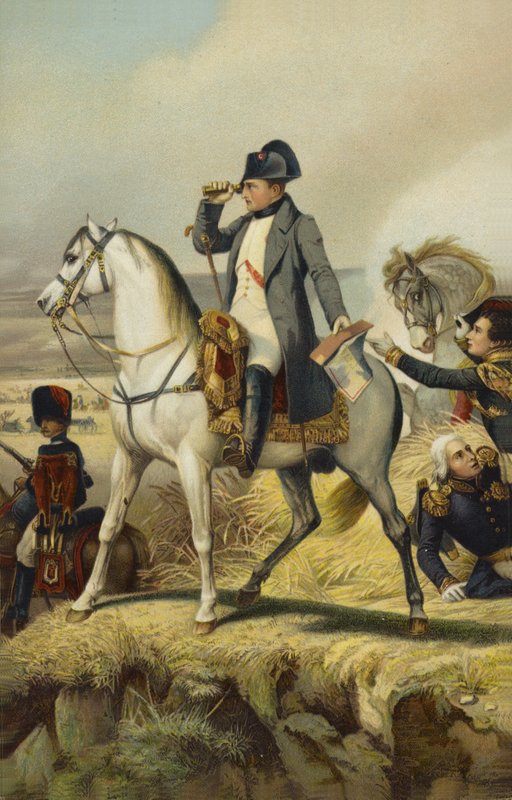 Napoleão I em Wagram (litografia colorida) de French School
