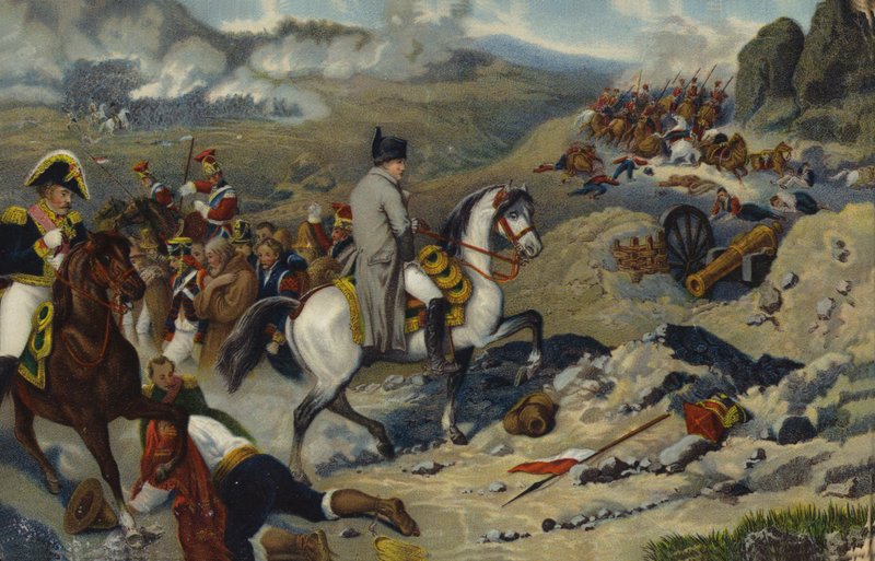 Napoleão I em Wagram (litografia colorida) de French School