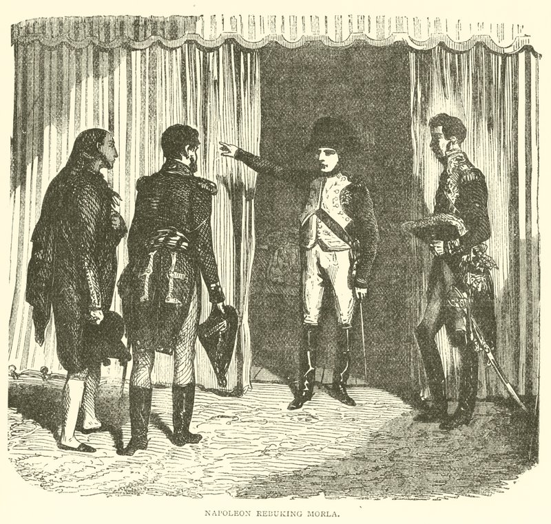Napoleon Rebuking Morla (gravura) de French School