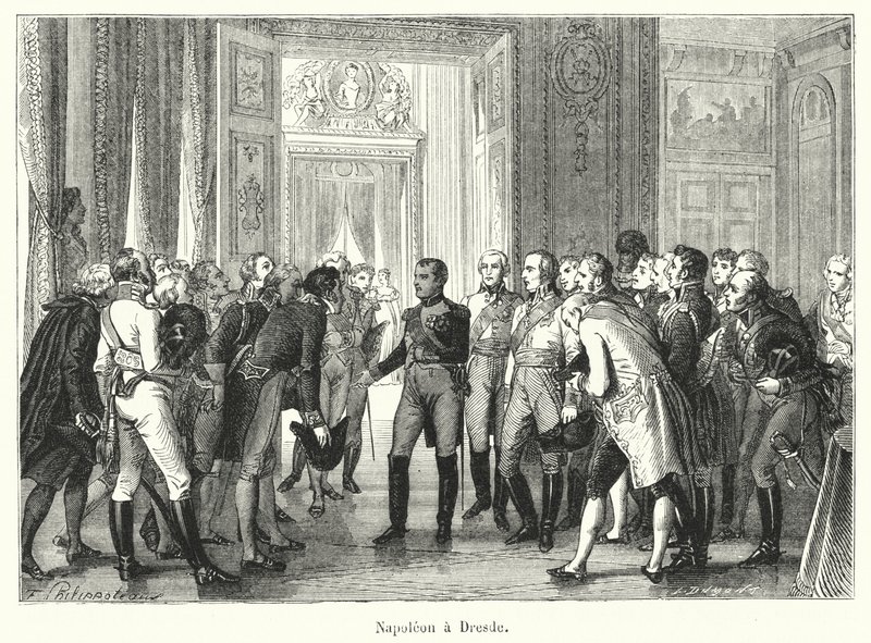 Napoleão a Dresde (gravura) de French School