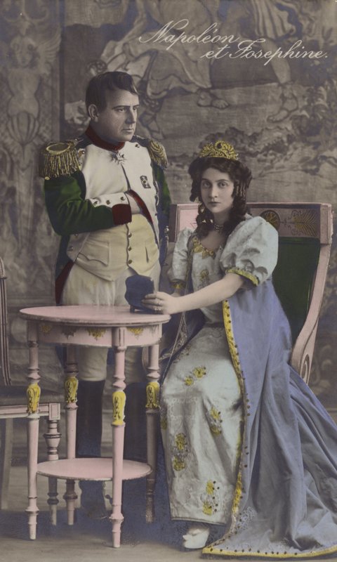 Napoleão e Josefina (litografia a cores) de French School